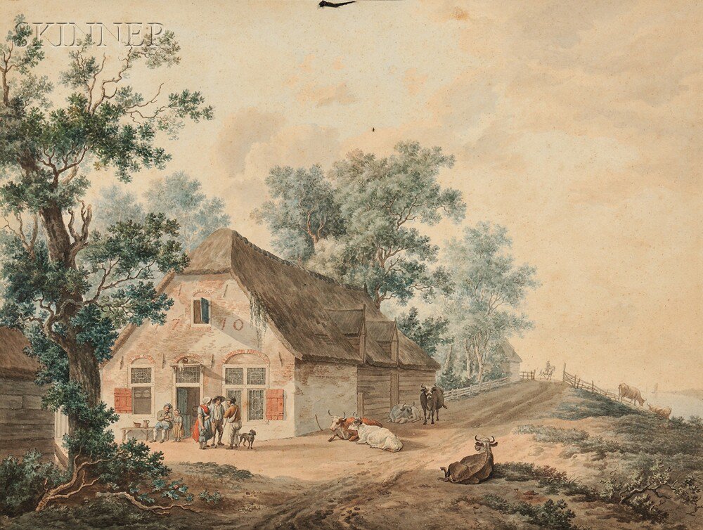 Appraisal: Dutch School th Century Two Landscapes Outside a Tavern and