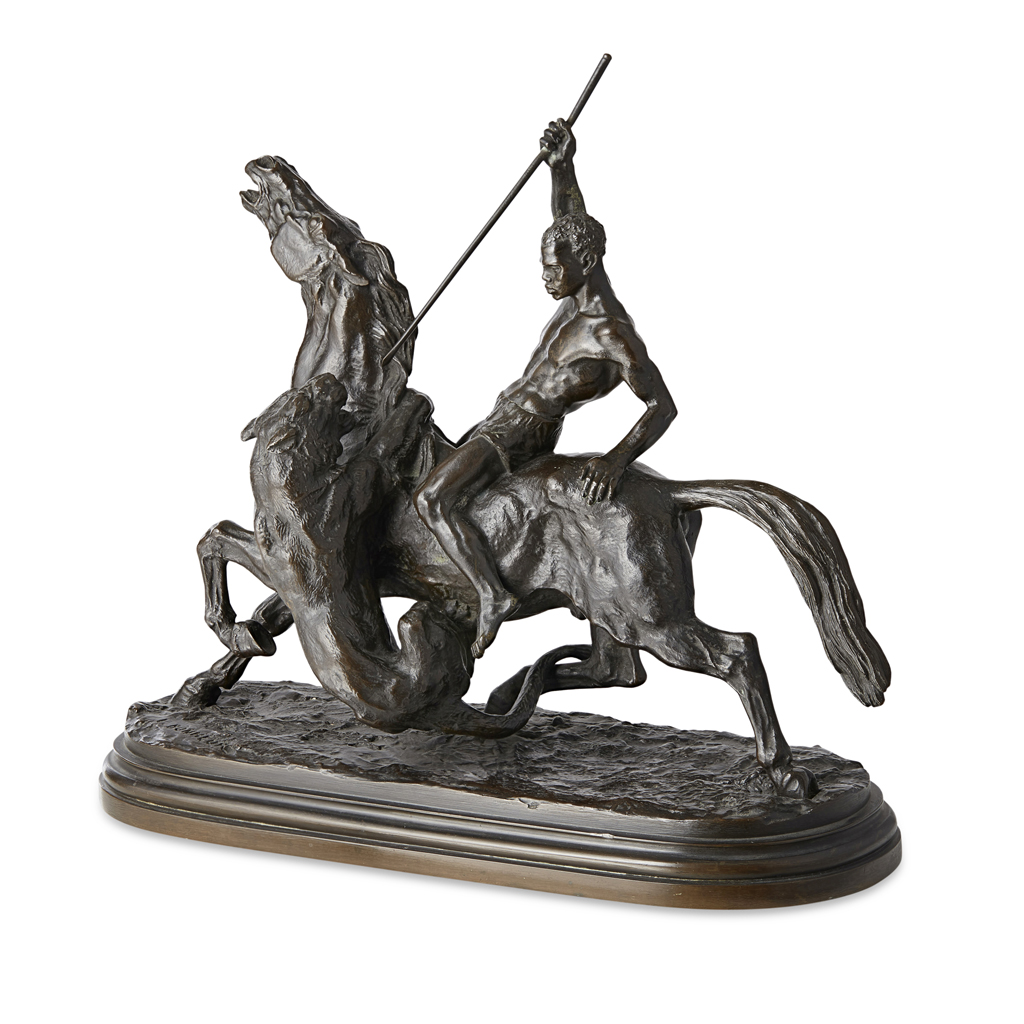 Appraisal: ISIDORE JULES BONHEUR FRENCH - AFRICAN RIDER bronze mid-brown patina