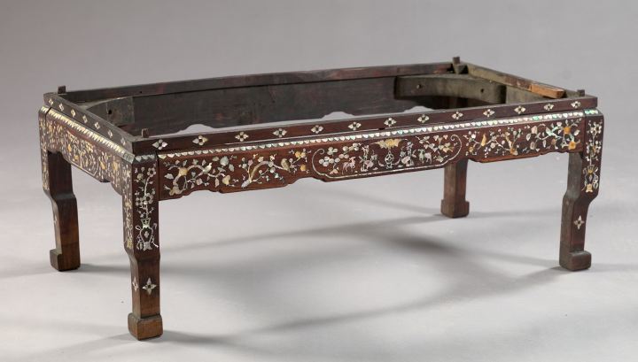 Appraisal: Chinese Carved Hardwood Table of low form with intricate mother-of-pearl