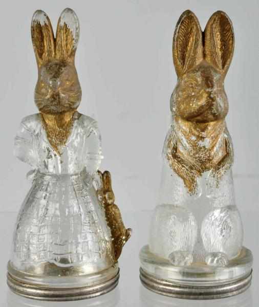 Appraisal: Lot of Painted Glass Bunny Candy Containers Sitting rabbit with