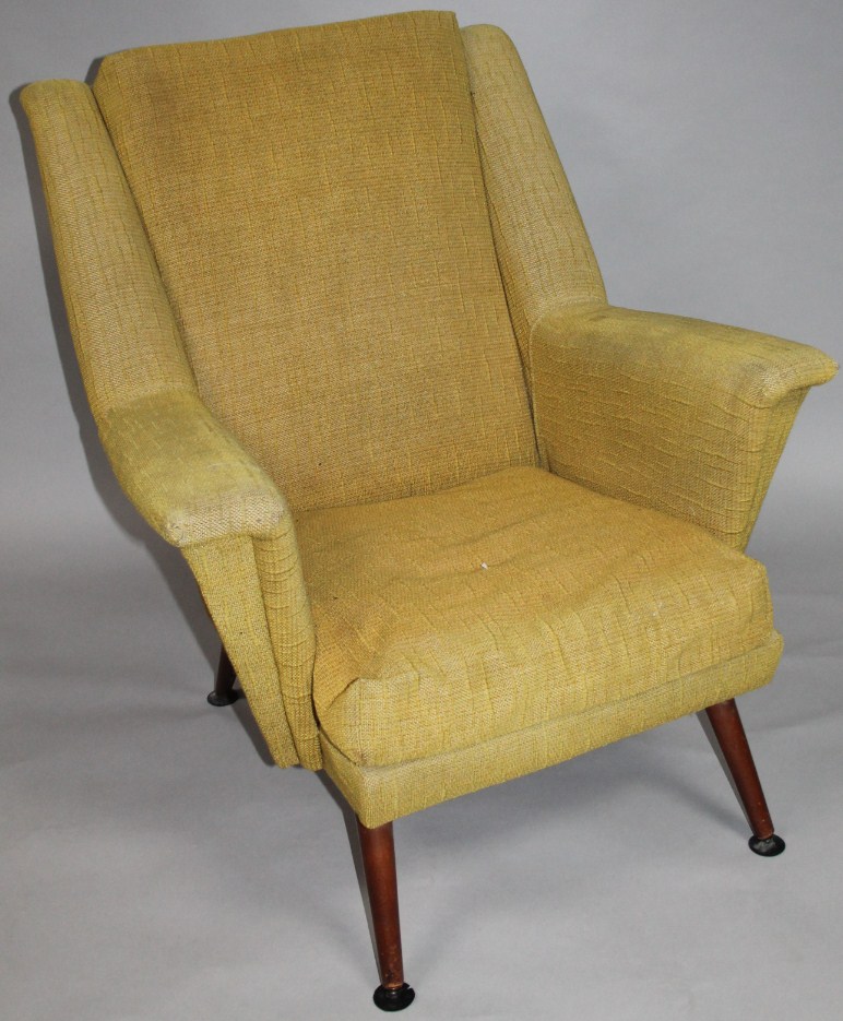 Appraisal: A 's Rest Assured armchair with teak frame and removable