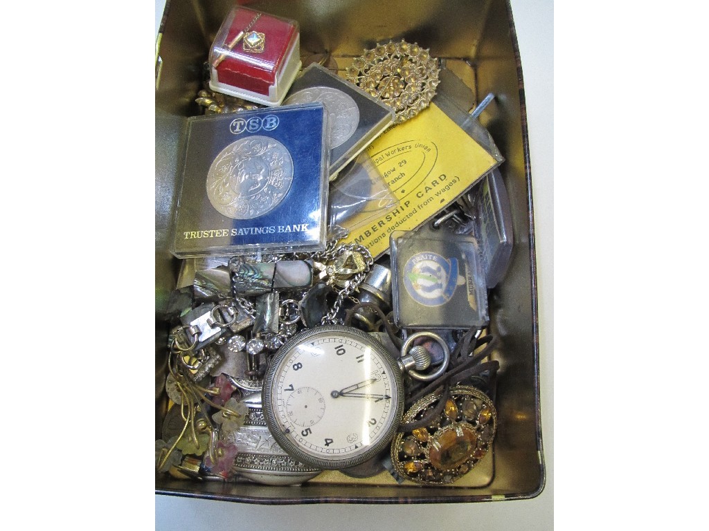 Appraisal: Box of costume jewellery and a military issue pocket watch