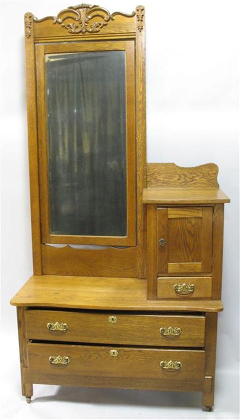 Appraisal: VICTORIAN OAK SIDE BY SIDE WITH MIRROR the mirror with