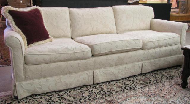 Appraisal: Baker Furniture three cushion Sofa with Ivory Crewel Upholstery ''