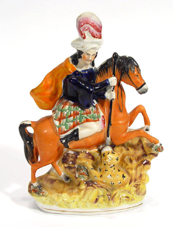 Appraisal: Hand painted Victorian Staffordshire flat back a Highlander on horseback