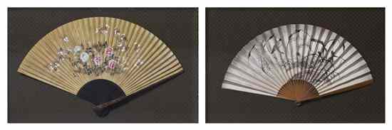 Appraisal: Two Chinese Painted Fans of typical form the first having