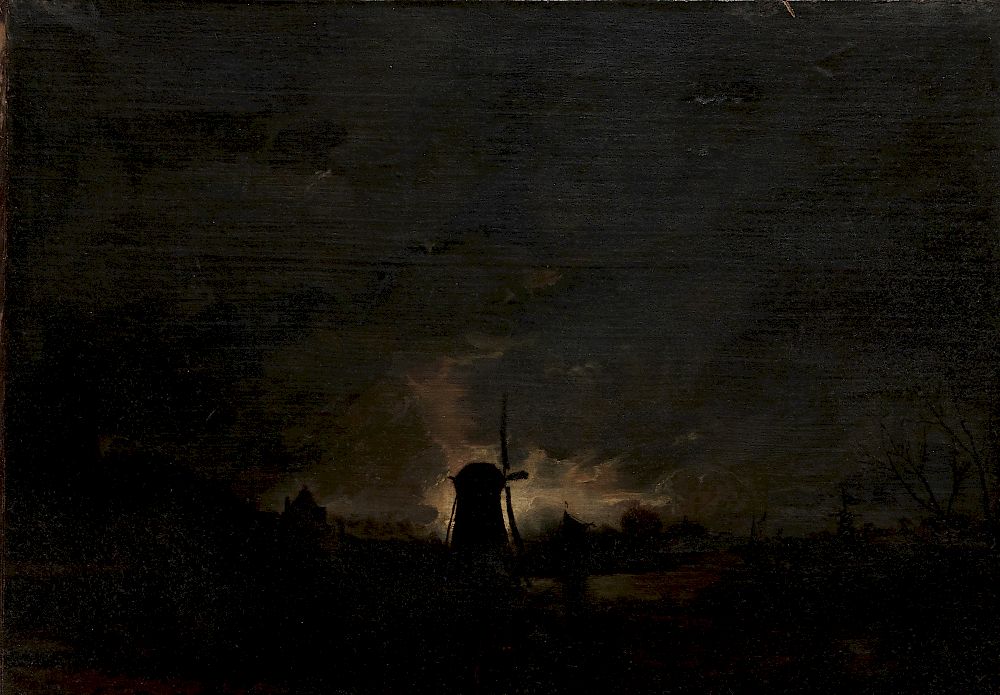 Appraisal: Attributed to AERT VAN DER NEER Dutch - Moonlit Windmill