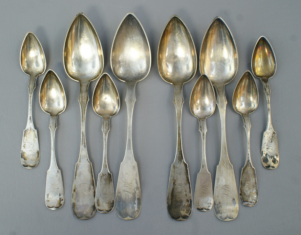 Appraisal: American coin silver spoons by H Kennedy Sons Philadelphia c