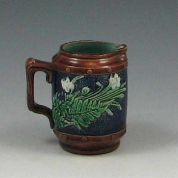 Appraisal: Majolica Cobalt Flowered Creamer marked with hand glazed glaze is