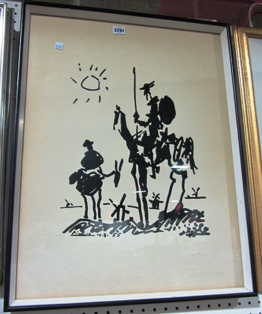 Appraisal: After Pablo Picasso Horseman print together with a further reproduction