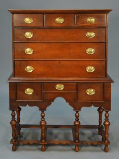 Appraisal: th C William Mary cherry highboy two-part with turned legs