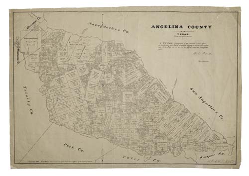 Appraisal: TEXAS General Land Office Angelina County Texas Lithographed map x