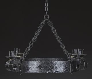 Appraisal: Continental Style Wrought Iron Four Light Candle C Continental Style