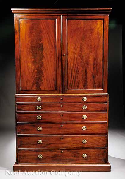 Appraisal: An Antique George III-Style Mahogany Linen Press mid- th c