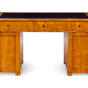 Appraisal: A Swedish Biedermeier Birch Pedestal Desk Mid- th Century Height