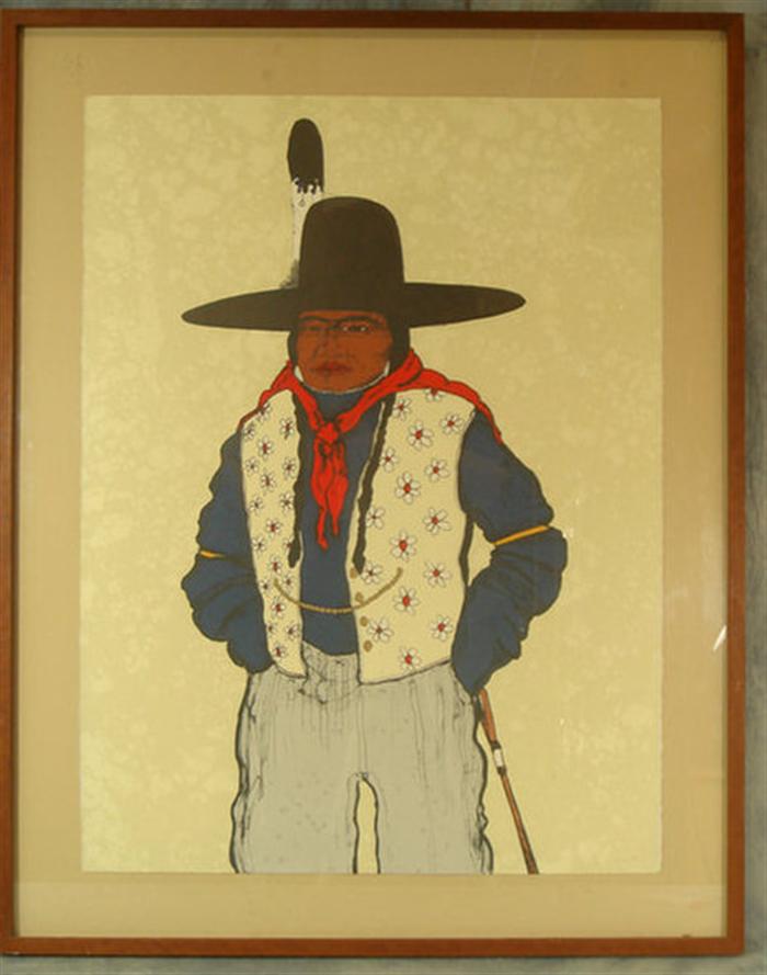 Appraisal: Kevin Red Star Crow Tribe Native American b lithograph Crow