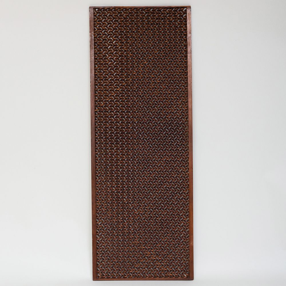 Appraisal: Unusual Chinese Woven Hardwood Panel ft x in Masterful Mix