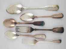 Appraisal: Silver Georgian and later Fiddle pattern flatware being a table