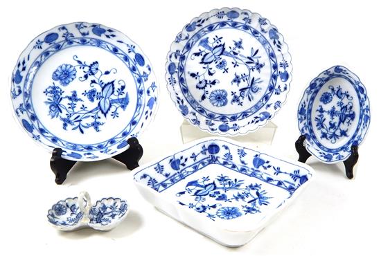 Appraisal: Five pieces th C stamped Meissen Blue Onion pattern dishes