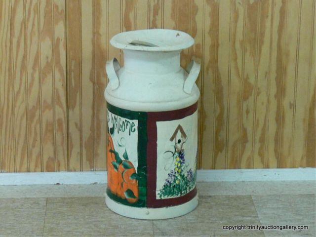 Appraisal: Vintage Steel Dairy Milk Jug - Painted - Includes lid