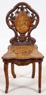 Appraisal: AUSTRIAN MARQUETRY INLAID MUSICAL SIDE CHAIR AUSTRIAN MARQUETRY INLAID MUSICAL