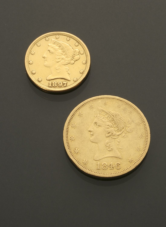 Appraisal: Two U S Half Eagle and Eagle Five and Ten-Dollar