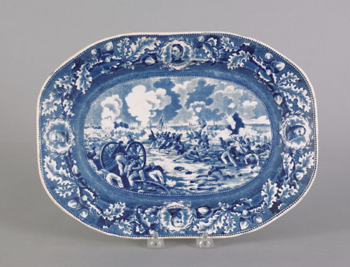 Appraisal: Historical blue Staffordshire platter th c depicting Pickett's charge Gettysburg