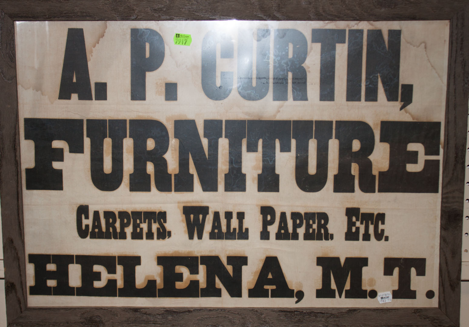 Appraisal: Framed furniture company advertising sign