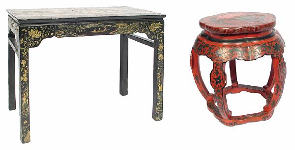 Appraisal: A Chinese export lacquered side table together with a similar