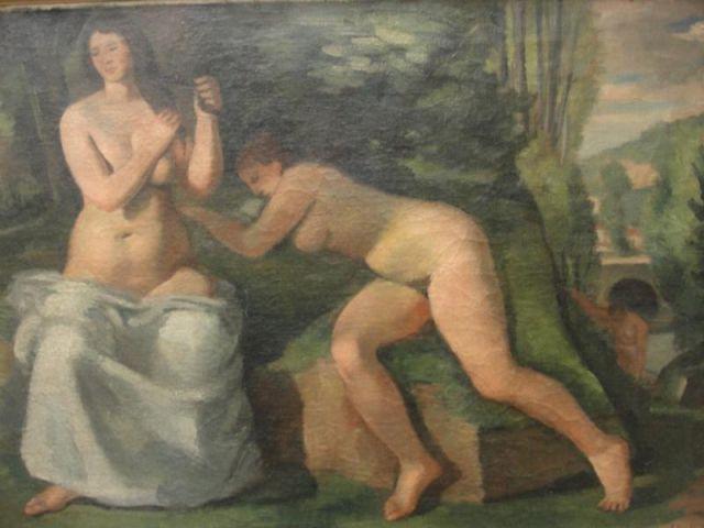 Appraisal: BELLENOT Felix Oil On Canvas Beigneuses Beautiful oil on canvas