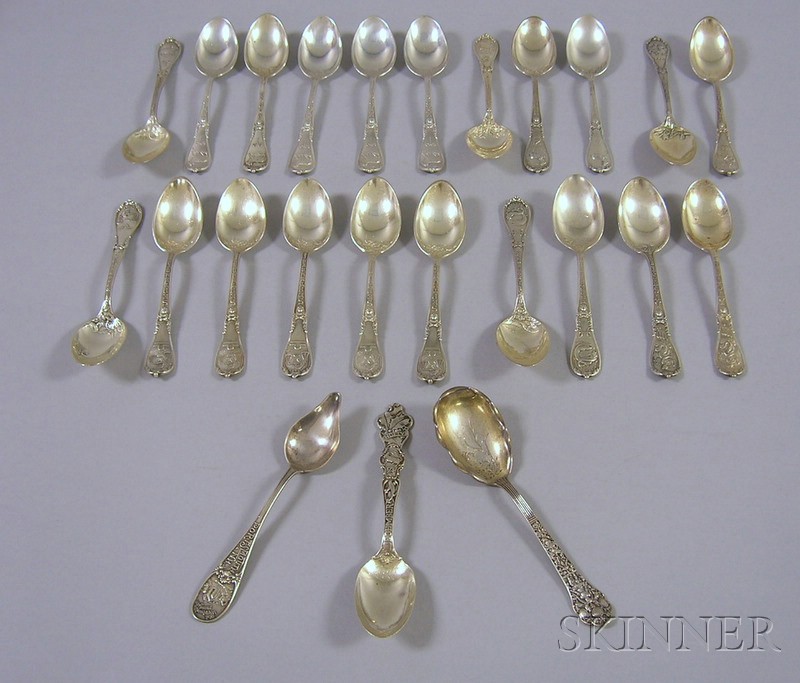 Appraisal: Approximately Thirty-eight Gorham Sterling Spoons mostly in Zodiac pattern with