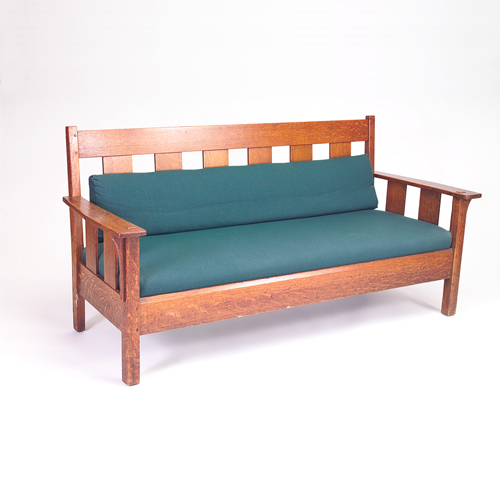 Appraisal: L J G STICKLEY Settee with broad vertical slats under