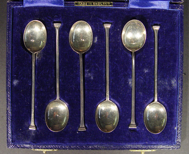 Appraisal: Cased set of six silver teaspoons Birmingham