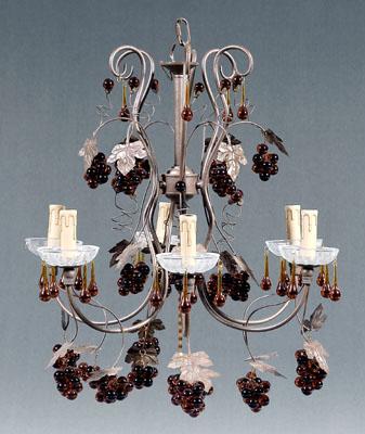 Appraisal: Iron and glass chandelier six arms with candle style lights