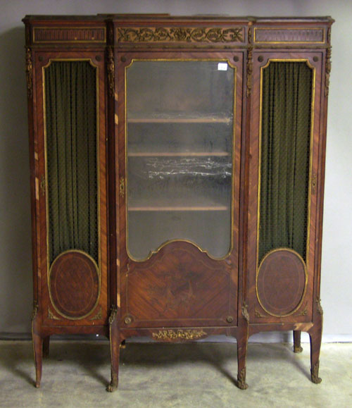 Appraisal: French parquetry and ormolu mounted bookcase late th c h