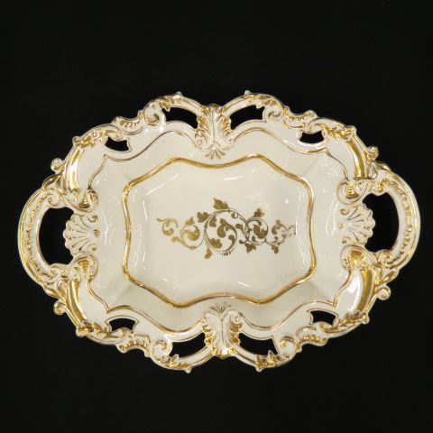 Appraisal: S P M Porcelain Sweetmeat Dish fine gold and openwork