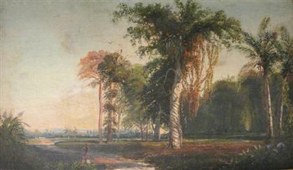 Appraisal: CHARLES H SPOONER american - FIGURE IN LANDSCAPE WITH PALMS