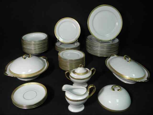 Appraisal: Lot of assorted gilt-edged Bavarian dinnerware ''Laurel'' gold-banded pattern Includes