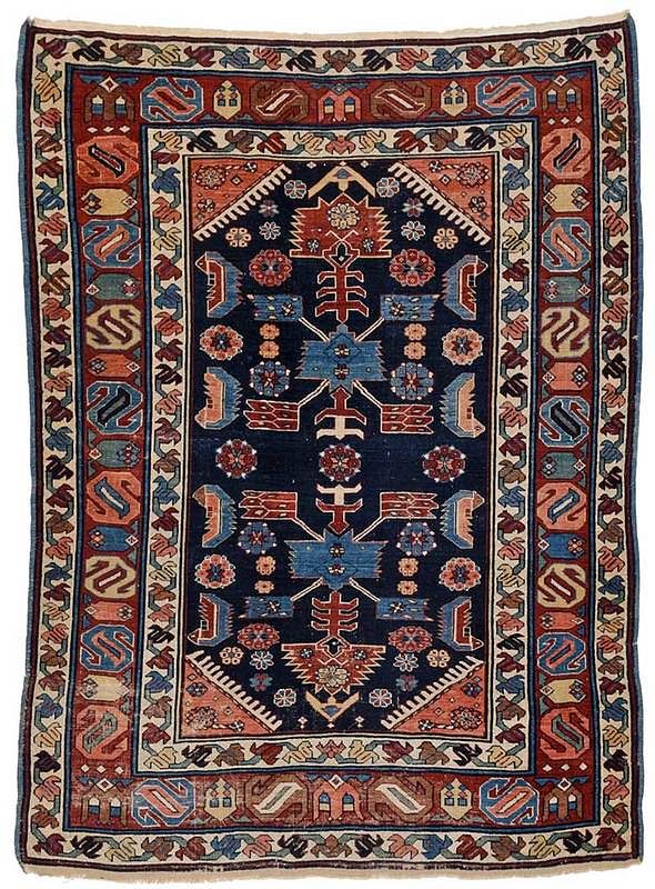 Appraisal: Shirvan Rug late th century stylized fish leaves beetle and