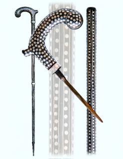 Appraisal: Rajasthan Dagger Cane - th Century -All steel silver damascene