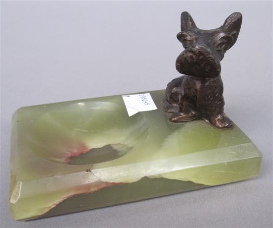 Appraisal: BRONZE SCOTTIE DOG ON GREEN ONYX BASE The dog H