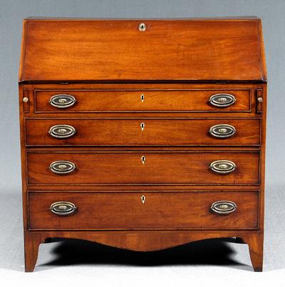 Appraisal: Federal mahogany slant-front desk fitted interior four graduated drawers original