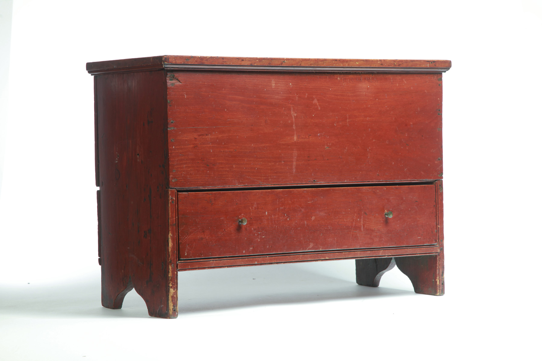 Appraisal: NEW ENGLAND CHILD-SIZED MULE CHEST Dated pine One drawer cutout