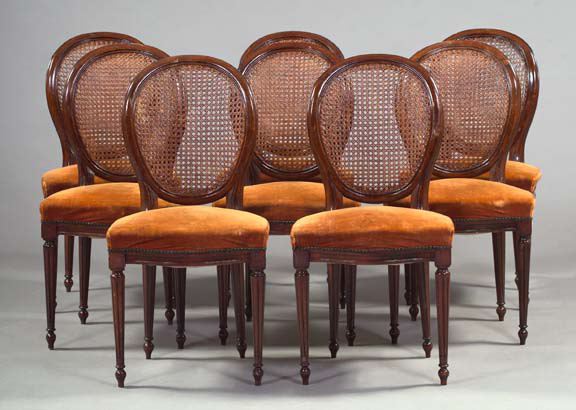 Appraisal: Suite of Eight Louis XVI-Style Mahogany Sidechairs early th century