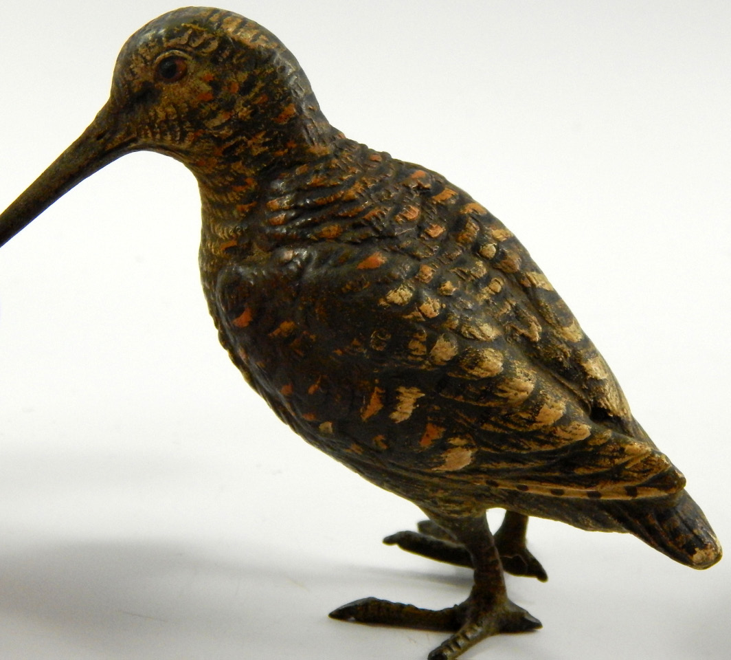 Appraisal: A cold painted bronze model of a Snipe manner of