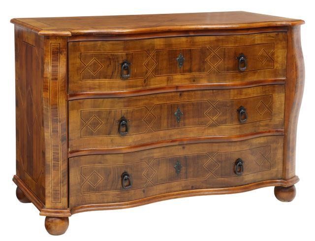 Appraisal: Italian walnut commode th c serpentine-front case contrasting string inlay