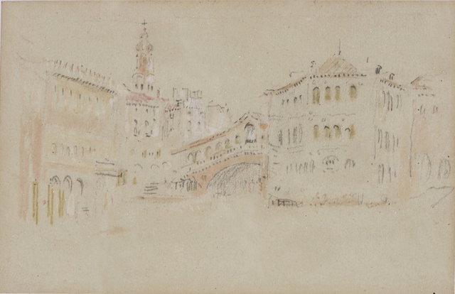 Appraisal: ATTRIBUTED TO ALBERT GOODWIN - The Rialto Bridge Venice pencil