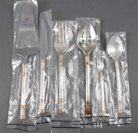 Appraisal: Partial set of American part-gilt sterling silver flatware and serving