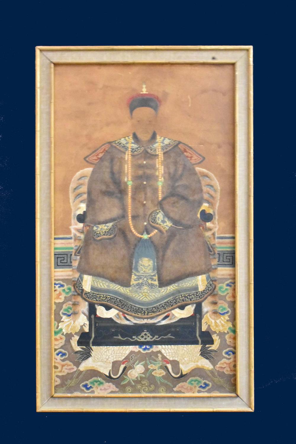 Appraisal: CHINESE ANCESTOR PORTRAIT OF QING DYNASTY OFFICIAL th th Century