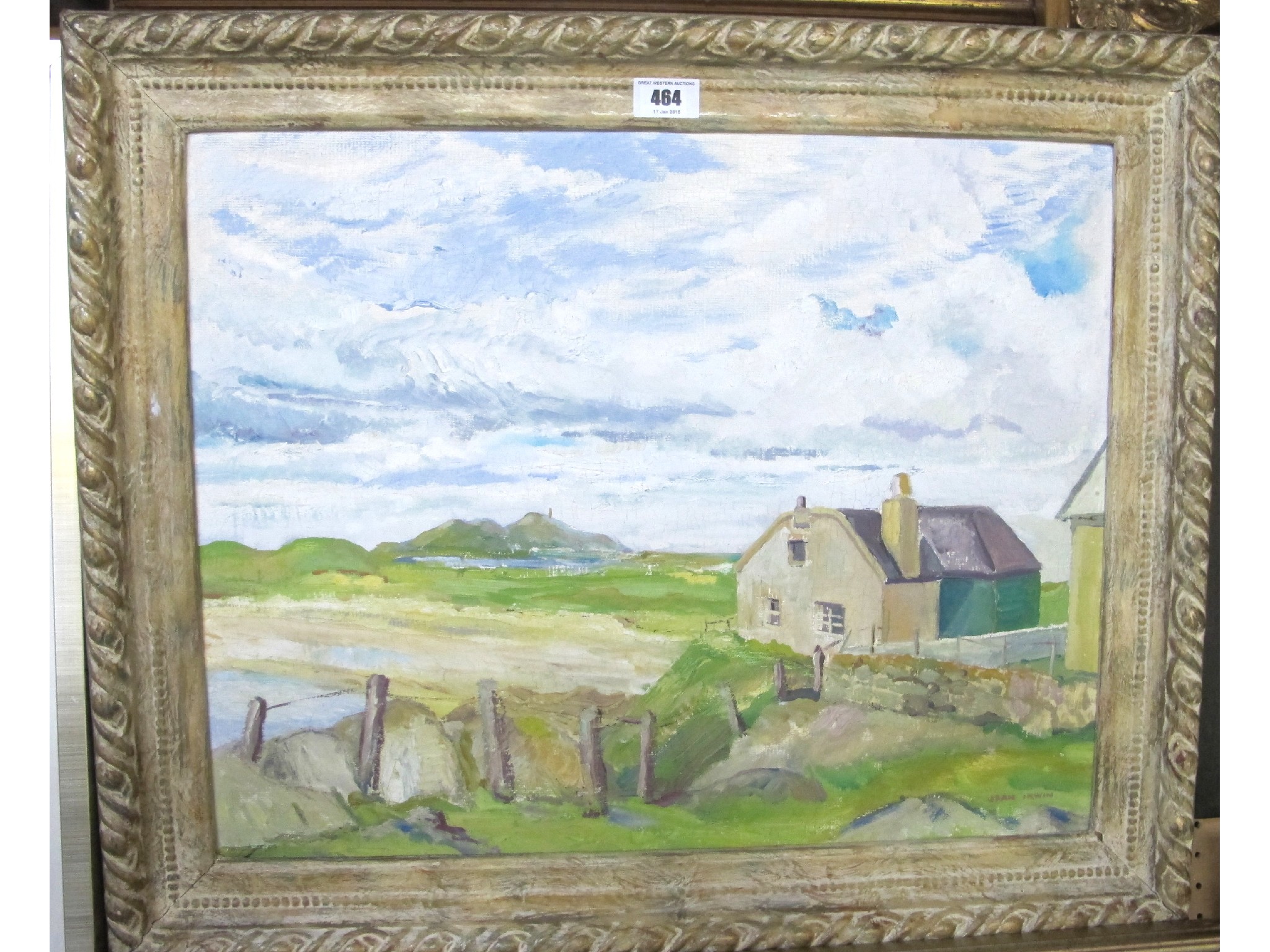 Appraisal: JEAN IRWIN View of Tiree signed oil on board